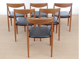 Mid-Century  modern scandinavian set of 6 dining chairs in teak by Johannes Andersen