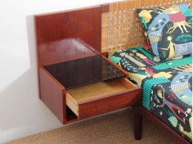 Mid century modern single bed by Hans Wegner, with bed table. 