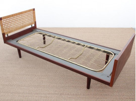 Mid century modern single bed by Hans Wegner, with bed table. 