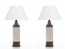 Mid century modern scandinavian ceramic pair of table lamps