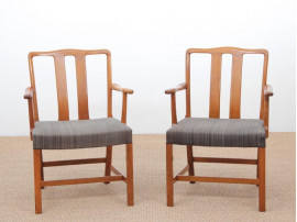 Mid-Century  modern scandinavian pair of armchairs by Ole Wancher