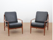 Mid-Century  modern scandinavian pair of armchairs by Grete Jalk