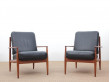 Mid-Century  modern scandinavian pair of armchairs by Grete Jalk