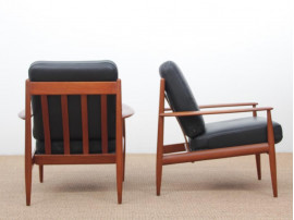 Mid-Century  modern scandinavian pair of armchairs by Grete Jalk