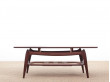 Mid-Century  modern  coffee table in in teak and cane by Louis Van Teeffelen.