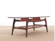 Mid-Century  modern  coffee table in in teak and cane by Louis Van Teeffelen.