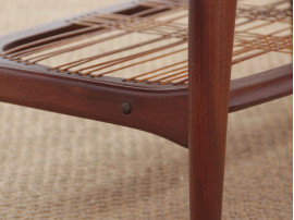 Mid-Century  modern  coffee table in in teak and cane by Louis Van Teeffelen.