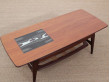 Mid-Century  modern  coffee table in in teak and cane by Louis Van Teeffelen.