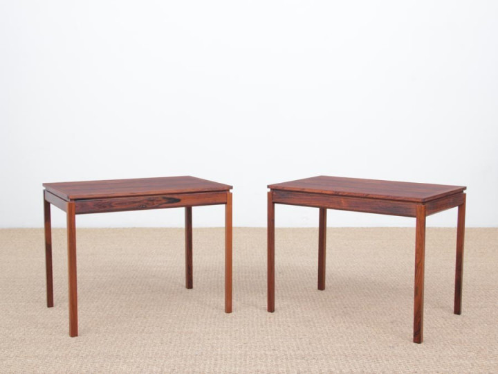 Paire de tables d'appoint ou bouts de canapés scandinave en palissandre de Rio