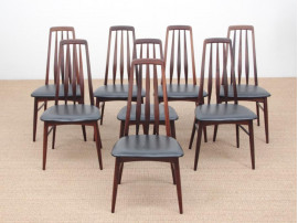 Suite de 8  chaises modèle Eva en palissandre de Rio