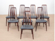 Mid-Century Modern Danish set of 8 chairs in Rio rosewood model Eva by Niels Kofoed 