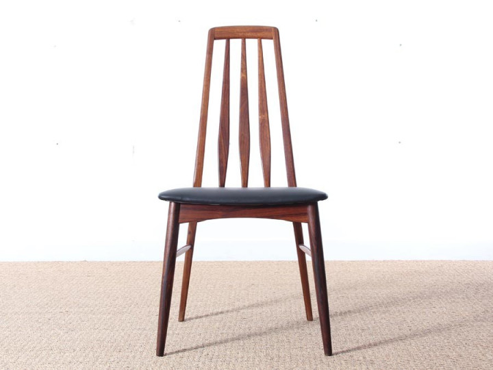 Mid-Century Modern Danish set of 8 chairs in Rio rosewood model Eva by Niels Kofoed 