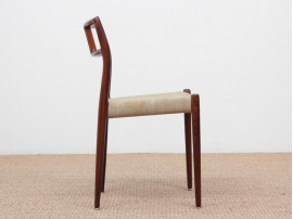 Mid-Century  modern scandinavian set of 6 chairs by Niel Møller in Rio rosewood.