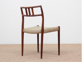 Mid-Century  modern scandinavian set of 6 chairs by Niel Møller in Rio rosewood.