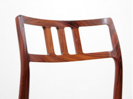 Mid-Century  modern scandinavian set of 6 chairs by Niel Møller in Rio rosewood.