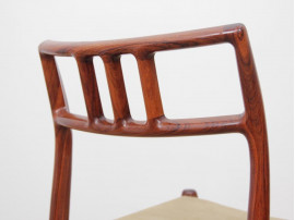 Mid-Century  modern scandinavian set of 6 chairs by Niel Møller in Rio rosewood.