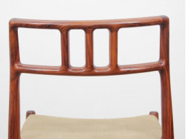 Mid-Century  modern scandinavian set of 6 chairs by Niel Møller in Rio rosewood.