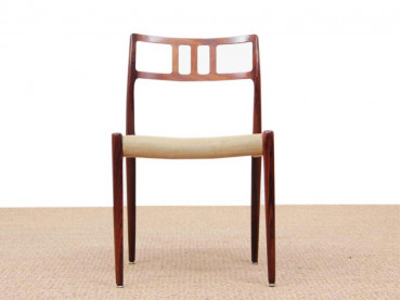 Mid-Century  modern scandinavian set of 6 chairs by Niel Møller in Rio rosewood.