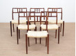 Mid-Century  modern scandinavian set of 6 chairs by Niel Møller in Rio rosewood