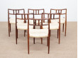 Mid-Century  modern scandinavian set of 6 chairs by Niel Møller in Rio rosewood