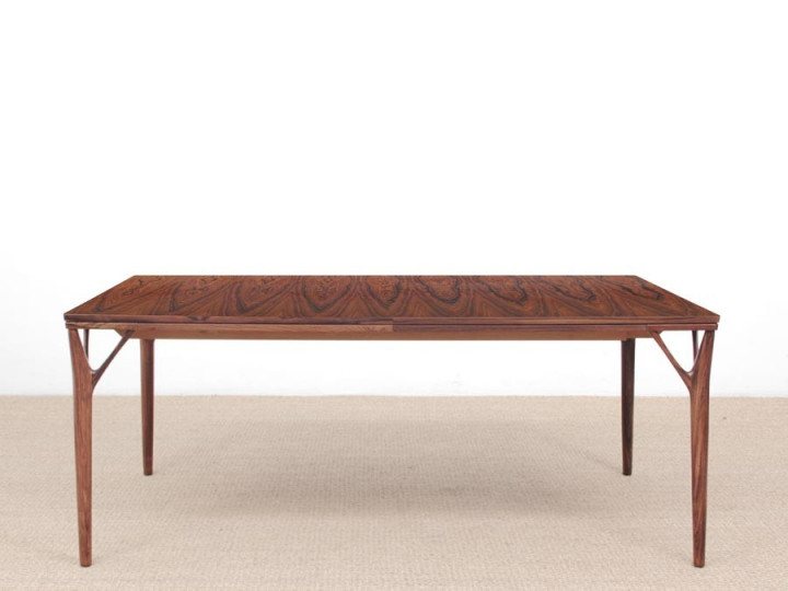 Mid-Century  modern scandinavian dining table in Rio rosewood 8/12 seats by Helge Vestergaard Jensen