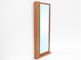 Mid-Century  modern scandinavian mirror in teak, with light