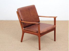 Mid-Century Modern Danish pair of  lounge chairs in teak model PJ 112 by Ole Wanscher