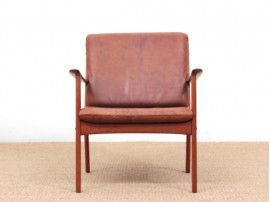 Mid-Century Modern Danish pair of  lounge chairs in teak model PJ 112 by Ole Wanscher