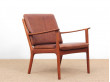 Mid-Century Modern Danish pair of  lounge chairs in teak model PJ 112 by Ole Wanscher