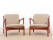 Mid-Century Modern Danish pair of  lounge chairs in teak model Kuba by Bertil Fridhagen