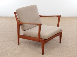 Mid-Century Modern Danish pair of  lounge chairs in teak model Kuba by Bertil Fridhagen