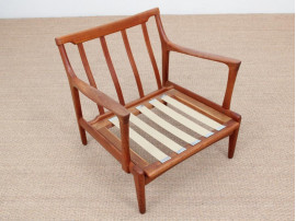 Mid-Century Modern Danish pair of  lounge chairs in teak model Kuba by Bertil Fridhagen