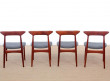 Mid-Century  modern scandinavian set of 4 teak dinning chairs by Kurt Østervig