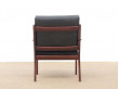 Mid-Century Modern Danish pair of  lounge chairs in mahogany model PJ 112 by Ole Wanscher