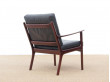 Mid-Century Modern Danish pair of  lounge chairs in mahogany model PJ 112 by Ole Wanscher