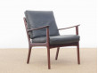 Mid-Century Modern Danish pair of  lounge chairs in mahogany model PJ 112 by Ole Wanscher