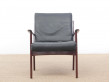 Mid-Century Modern Danish pair of  lounge chairs in mahogany model PJ 112 by Ole Wanscher