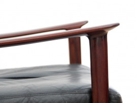 Mid-Century Modern Danish pair of  lounge chairs in mahogany model PJ 112 by Ole Wanscher