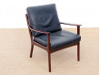 Mid-Century Modern Danish pair of  lounge chairs in mahogany model PJ 112 by Ole Wanscher