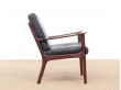 Mid-Century Modern Danish pair of  lounge chairs in mahogany model PJ 112 by Ole Wanscher