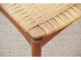 tabouret scandinave en teck et cannage