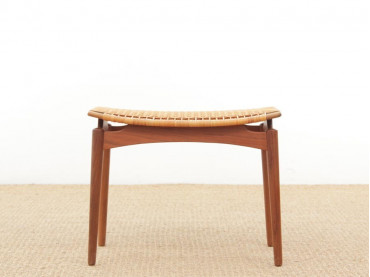 Mid-Century  modern scandinavian stool in cane and teak