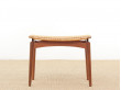 Mid-Century  modern scandinavian stool in cane and teak