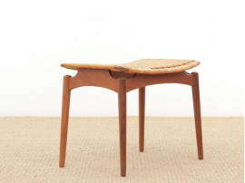 tabouret scandinave en teck et cannage