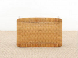 Mid-Century  modern scandinavian stool in cane and teak