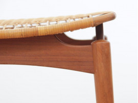 Mid-Century  modern scandinavian stool in cane and teak
