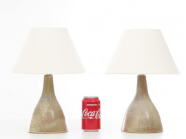 Pair of ceramic table lamps. Glazed stoneware. Unique pieces.