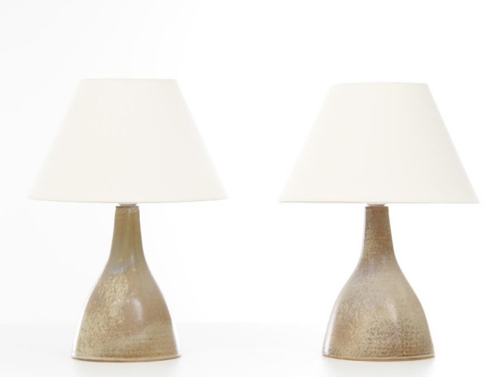 Pair of ceramic table lamps. Glazed stoneware. Unique pieces.