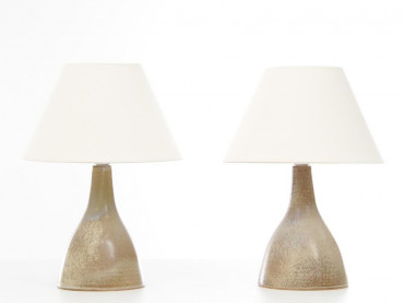 Pair of ceramic table lamps. Glazed stoneware. Unique pieces.