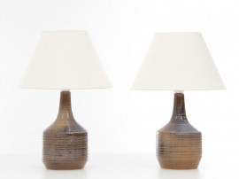 Pair of ceramic table lamps. Glazed stoneware. Unique pieces.